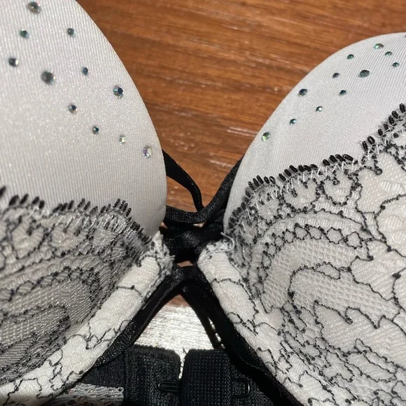 Lace Overlay Bra with Black Straps